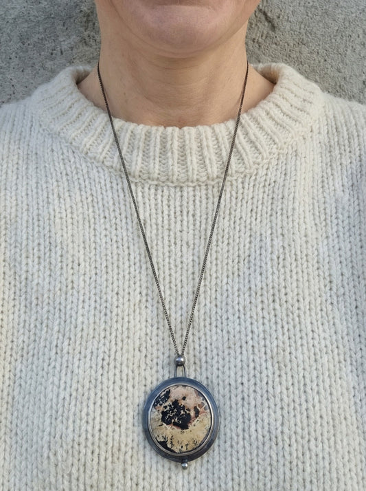 Unik halsband med honungsdendrit - Oxiderat silver