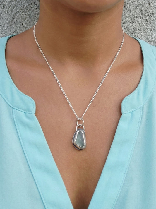 Josefin halsband med strandglas - Sterling silver