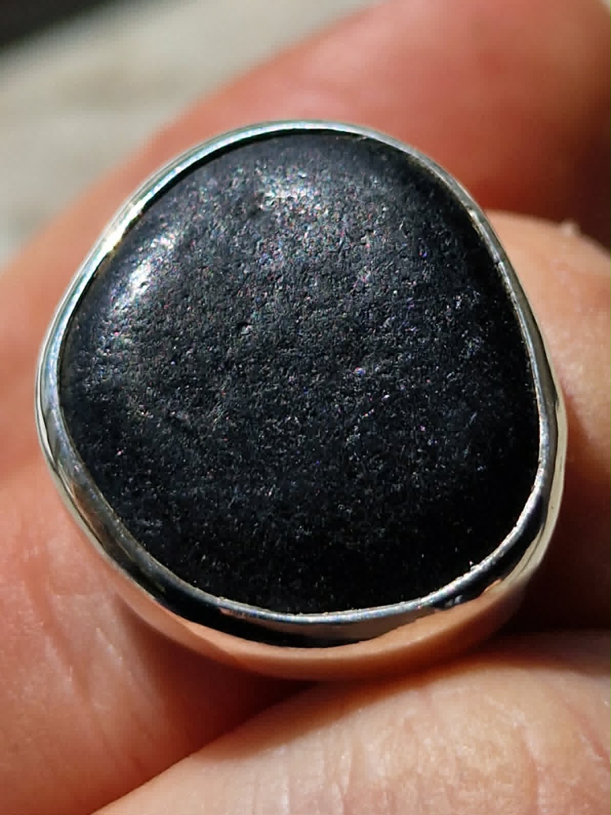 Josefin strandstensring kolsvart - Sterling silver