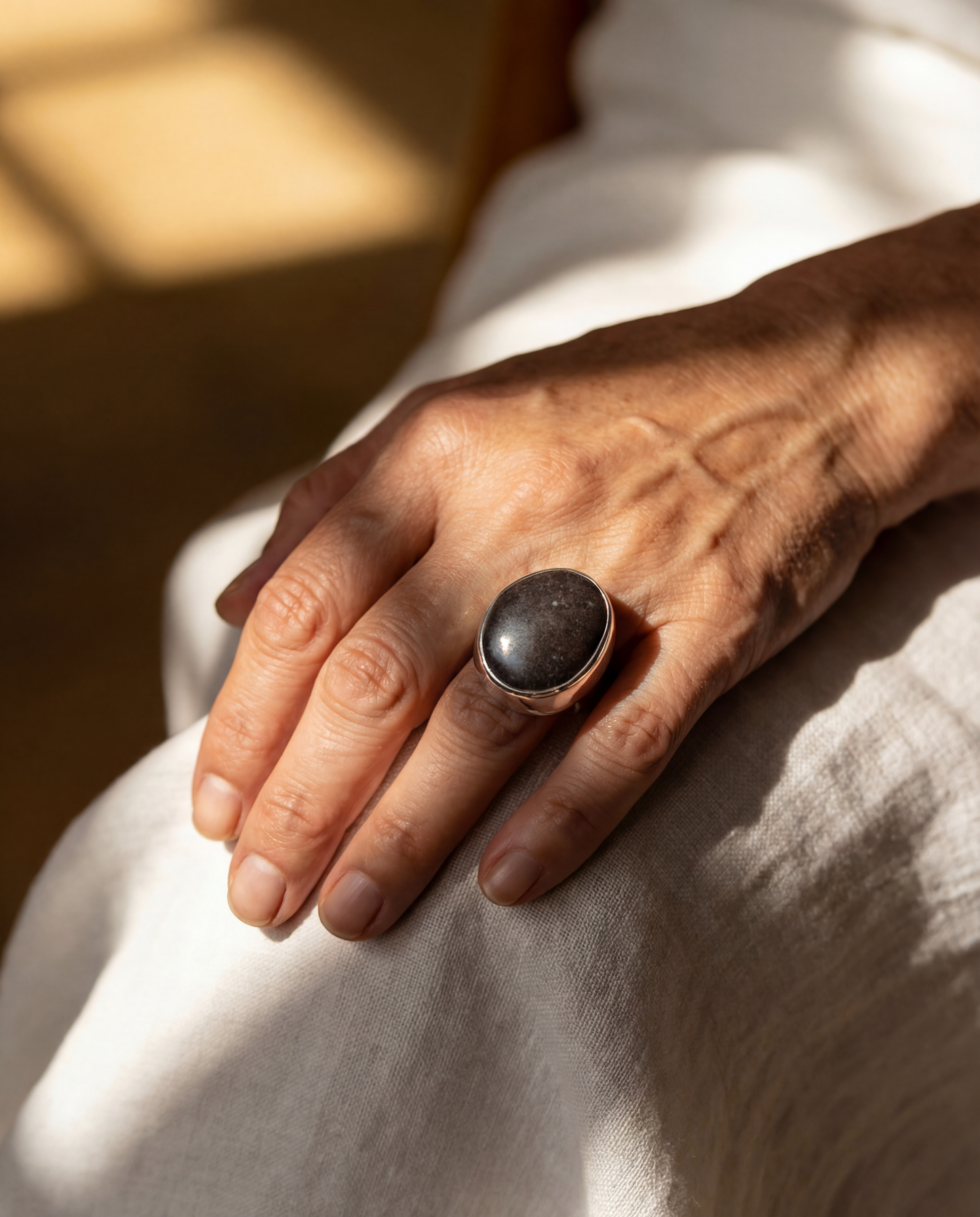 Josefin strandstensring svart - Sterling silver