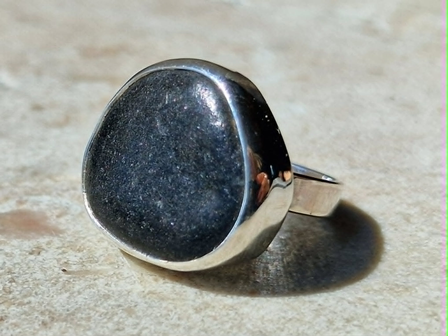 Josefin strandstensring kolsvart - Sterling silver