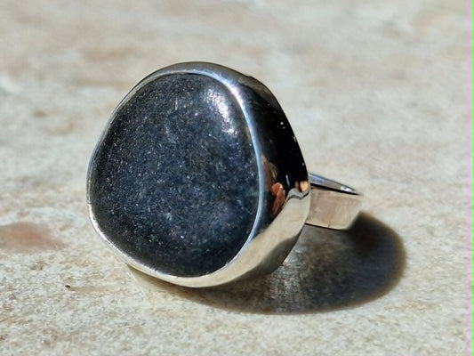 Josefin strandstensring kolsvart - Sterling silver